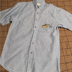 Guy Harvey Bluewater Fishing Shirt Mens Small Button Down Fish Embroidered